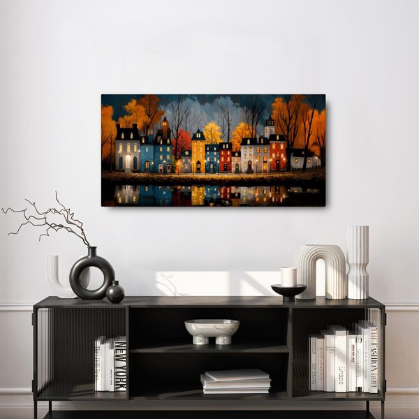 Quadro su tela – Case illuminate natalizie