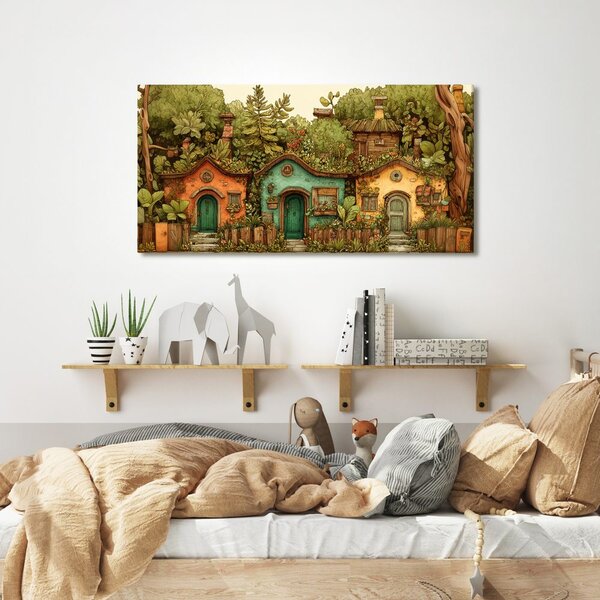 Quadro su tela – Casette rustiche e verde