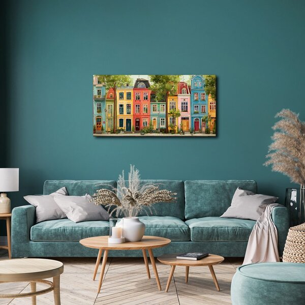 Quadro su tela – Strada cittadina con case