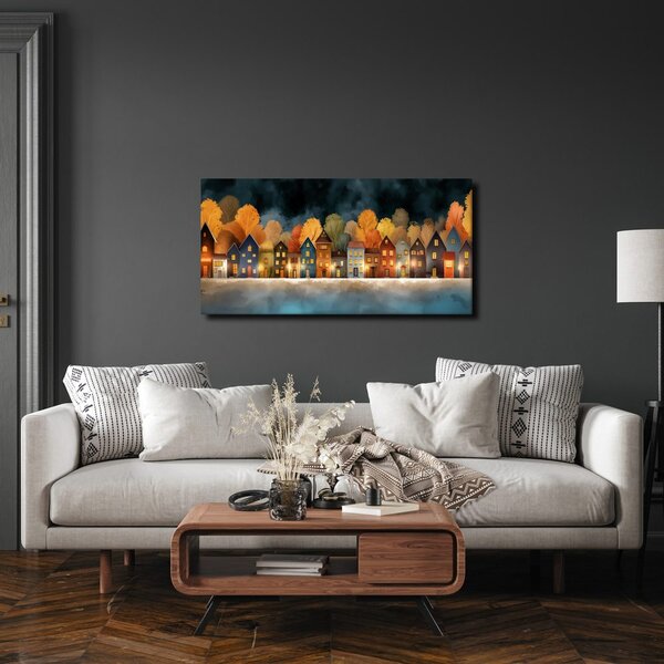 Quadro su tela – Casette illuminate festive