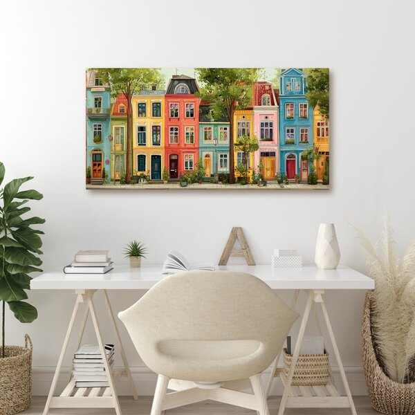 Quadro su tela – Strada cittadina con case