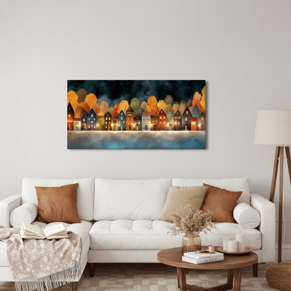 Quadro su tela – Casette illuminate festive