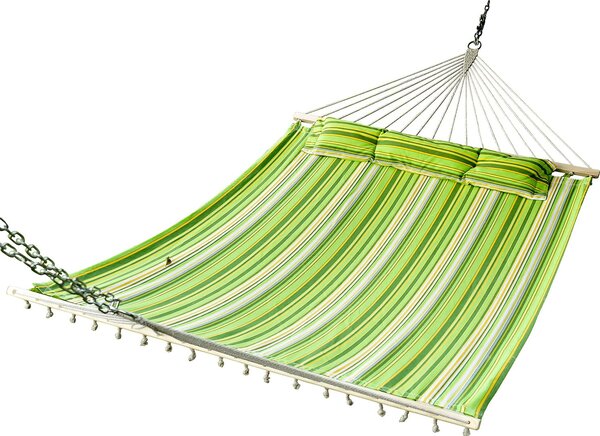 VivaGarden Amaca da Giardino Matrimoniale 284x140 cm con Cuscino in Cotone colore Verde/Giallo