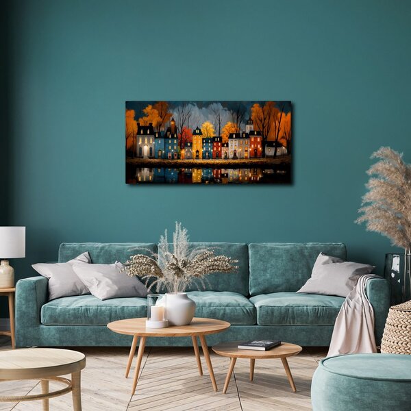 Quadro su tela – Case illuminate natalizie