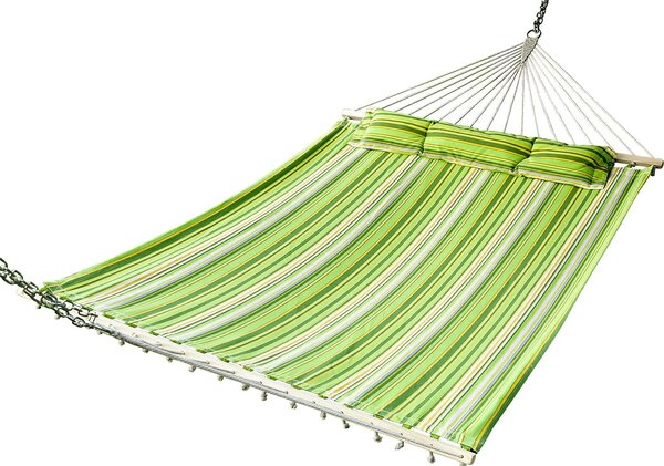 VivaGarden Amaca da Giardino Matrimoniale 284x140 cm con Cuscino in Cotone colore Verde/Giallo