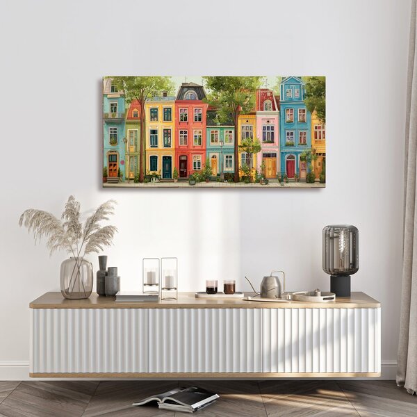 Quadro su tela – Strada cittadina con case