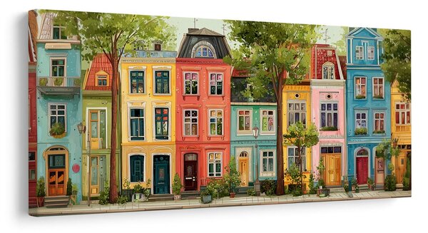 Quadro su tela – Strada cittadina con case