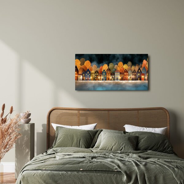 Quadro su tela – Casette illuminate festive