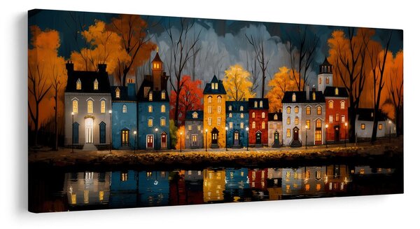 Quadro su tela – Case illuminate natalizie