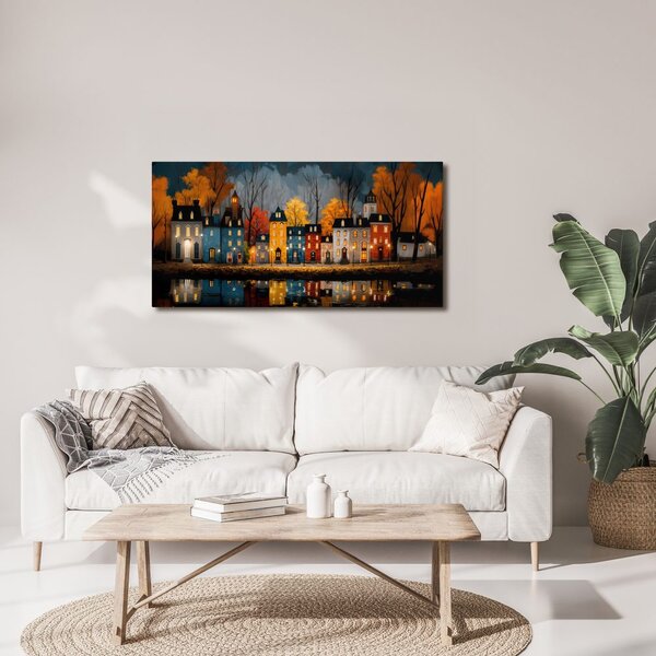 Quadro su tela – Case illuminate natalizie