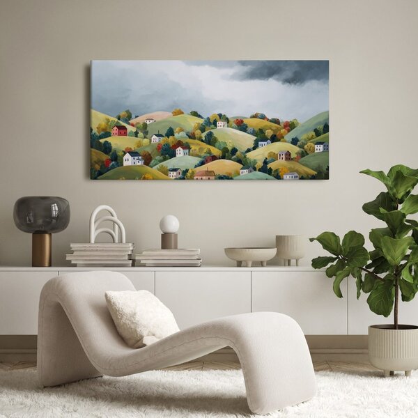 Quadro su tela – Colline colorate sotto le nuvole