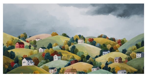 Quadro su tela – Colline colorate sotto le nuvole