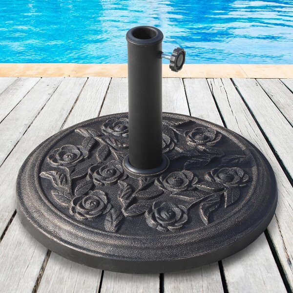 VivaGarden Base per Ombrellone 9kg in Resina con Finiture in Bronzo 45.5 x 31.5cm Nero