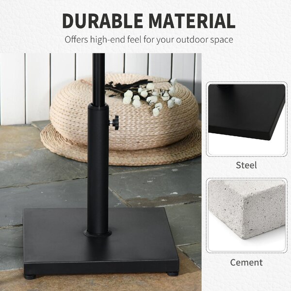 VivaGarden Base per Ombrellone 13kg in Cemento con Finitura Lucida 40x40x43 cm colore Nero