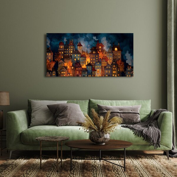 Quadro su tela – Magica notte invernale in città