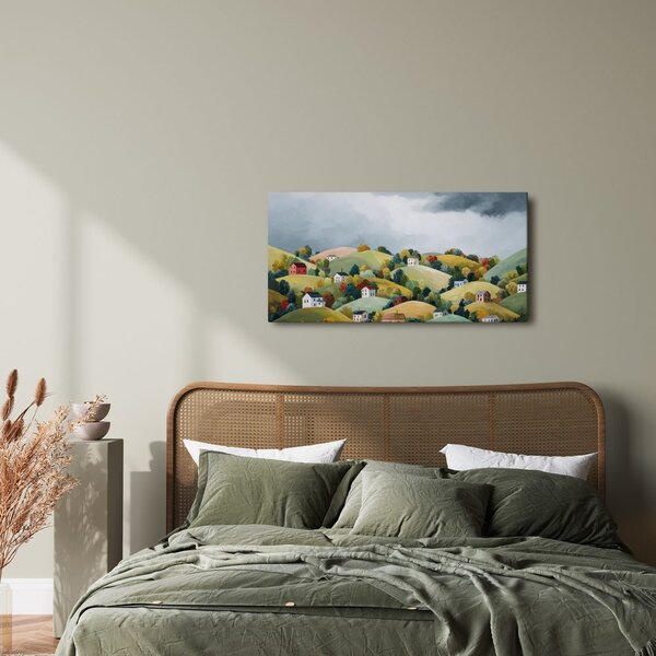 Quadro su tela – Colline colorate sotto le nuvole