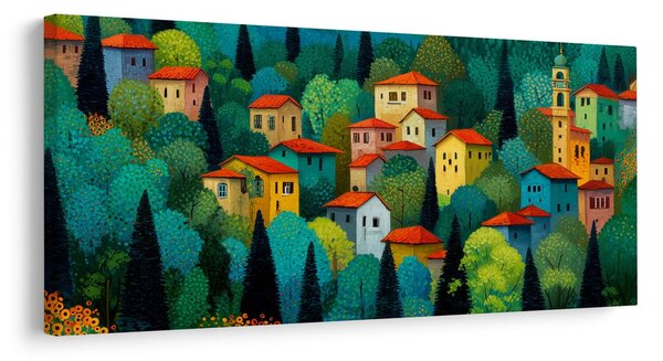 Quadro su tela – Case colorate nella natura