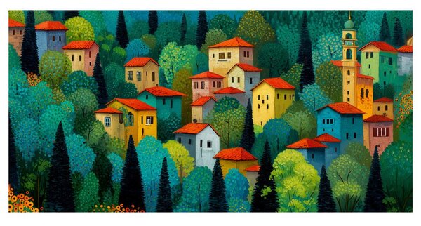 Quadro su tela – Case colorate nella natura