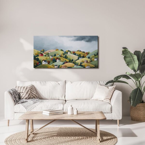 Quadro su tela – Colline colorate sotto le nuvole