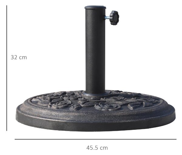 VivaGarden Base per Ombrellone 9kg in Resina con Finiture in Bronzo 45.5 x 31.5cm Nero