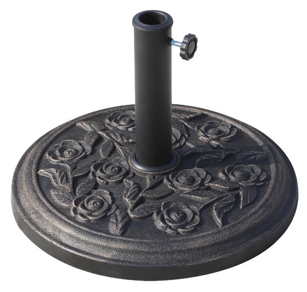 VivaGarden Base per Ombrellone 9kg in Resina con Finiture in Bronzo 45.5 x 31.5cm Nero