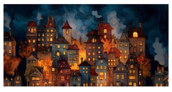 Quadro su tela – Magica notte invernale in città