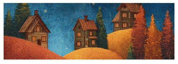 Quadro su tela – Paesaggio invernale stellato