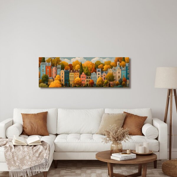 Quadro su tela – Strada autunnale con case