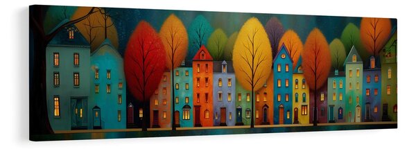 Quadro su tela – Case e alberi colorati