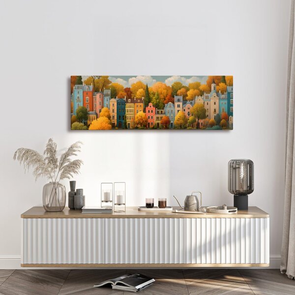 Quadro su tela – Strada autunnale con case