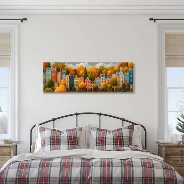 Quadro su tela – Strada autunnale con case