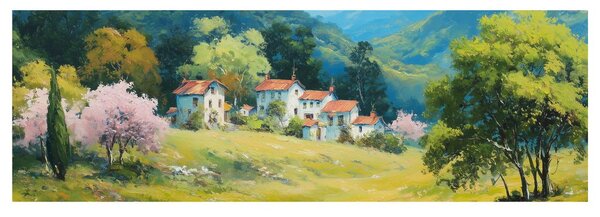 Quadro su tela – Vista su villaggio di montagna