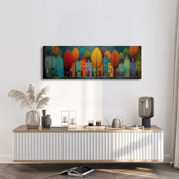 Quadro su tela – Case e alberi colorati