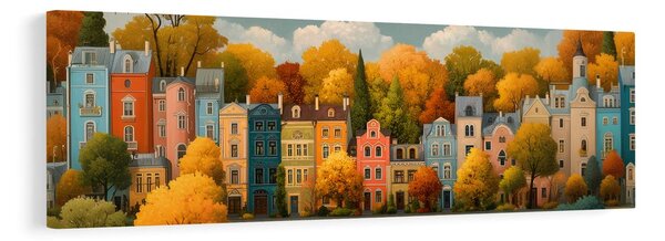 Quadro su tela – Strada autunnale con case