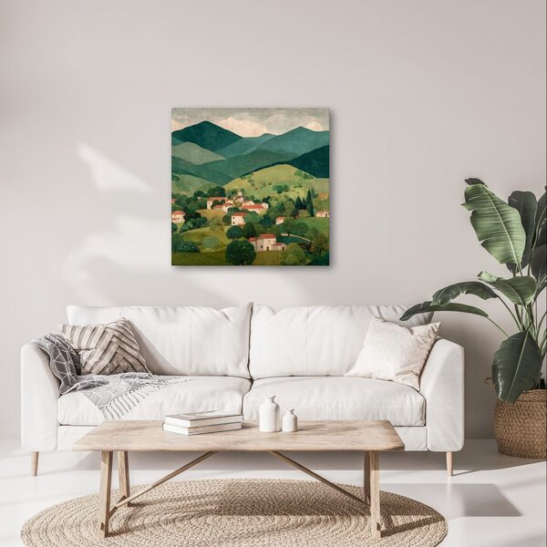 Quadro su tela – Colline verdi e case