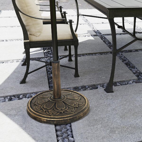 VivaGarden Base per Ombrellone da 12 kg con Manovella Integrata in Resina Metallo e Cemento 46x33 cm colore Bronzo