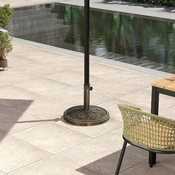 VivaGarden Base per Ombrellone da 12 kg con Manovella Integrata in Resina Metallo e Cemento 46x33 cm colore Bronzo