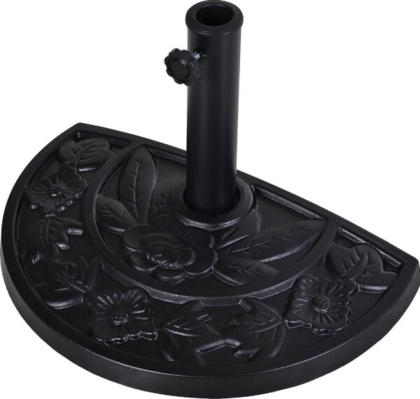 VivaGarden Base per Ombrellone a Mezzaluna da 3.8 e 4.8 mm in Resina con Manovella 50x31x32 cm colore Nero