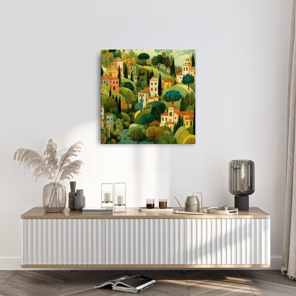 Quadro su tela – Case di campagna tra gli alberi