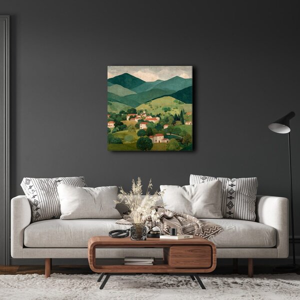 Quadro su tela – Colline verdi e case