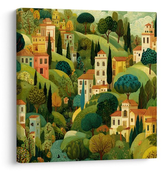 Quadro su tela – Case di campagna tra gli alberi