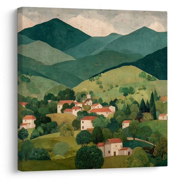 Quadro su tela – Colline verdi e case