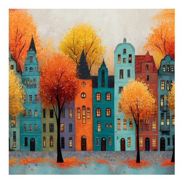 Quadro su tela – Strada autunnale con alberi variopinti