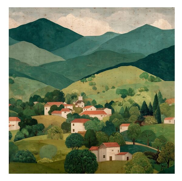 Quadro su tela – Colline verdi e case