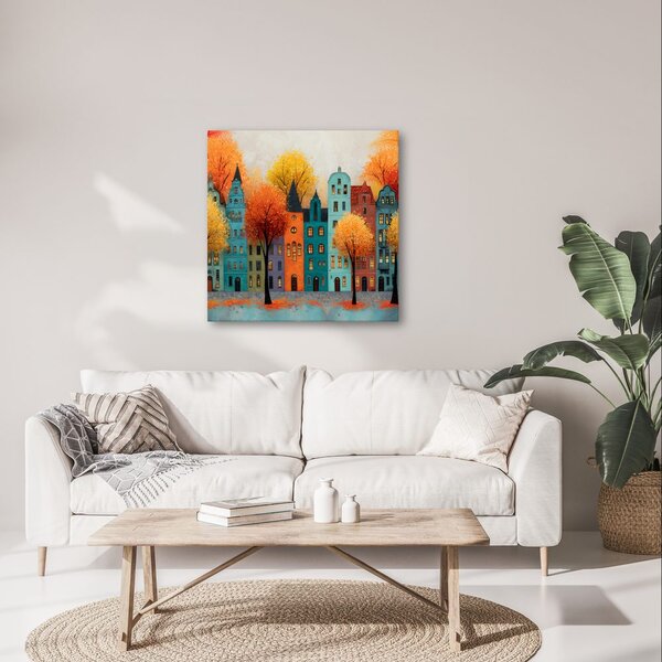 Quadro su tela – Strada autunnale con alberi variopinti
