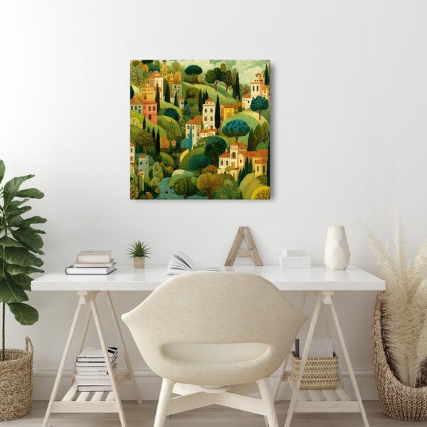 Quadro su tela – Case di campagna tra gli alberi