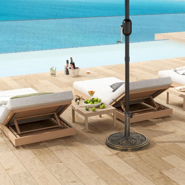 VivaGarden Base per Ombrellone da 12 kg con Manovella Integrata in Resina Metallo e Cemento 46x33 cm colore Bronzo
