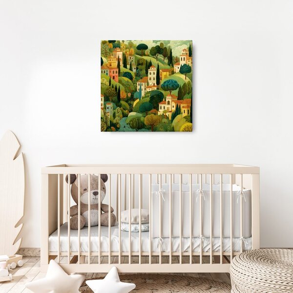 Quadro su tela – Case di campagna tra gli alberi