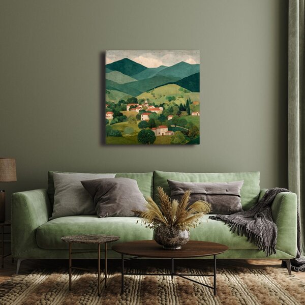 Quadro su tela – Colline verdi e case