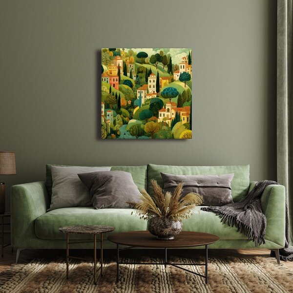 Quadro su tela – Case di campagna tra gli alberi